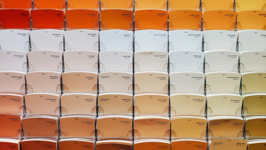 orange paint swatches