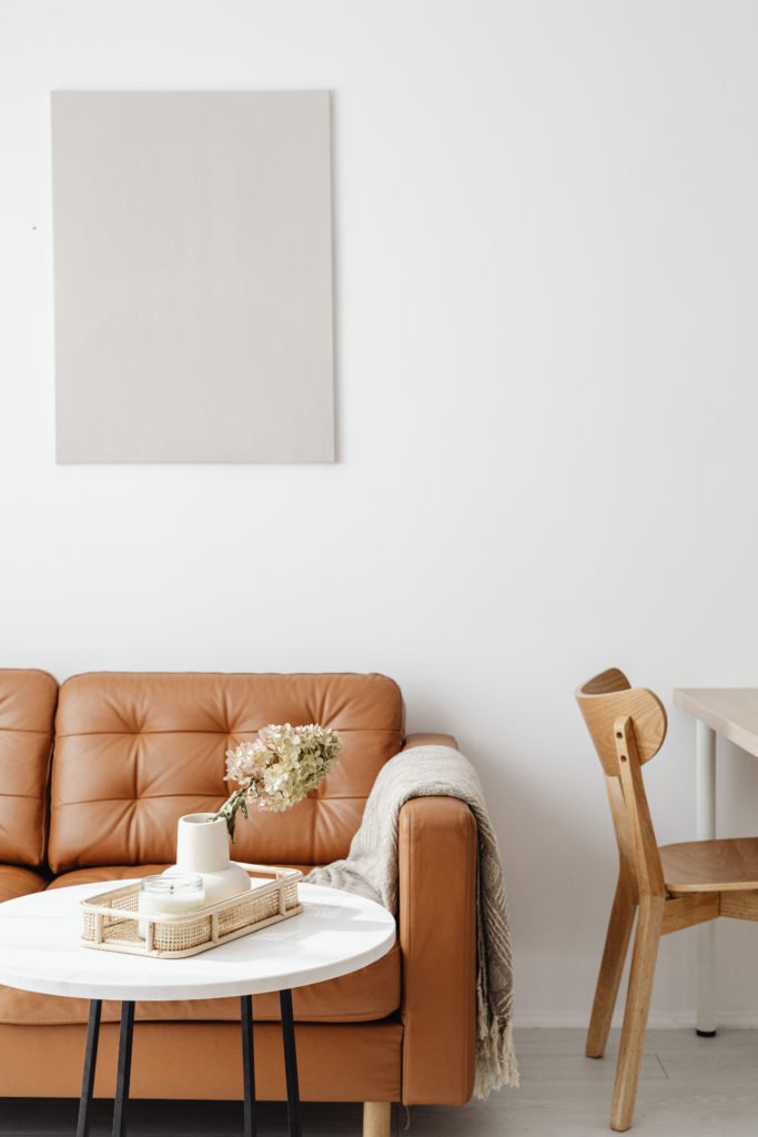 living room brown couch